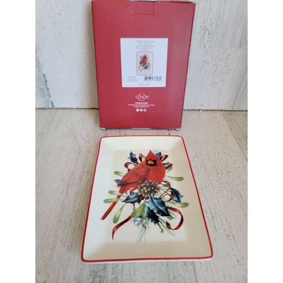 Lenox NEW red Cardinal spoon rest Winter greetings Xmas home kitchen decor - Picture 1 of 5